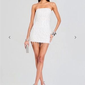 Retrofete White Strapless Mini Dress